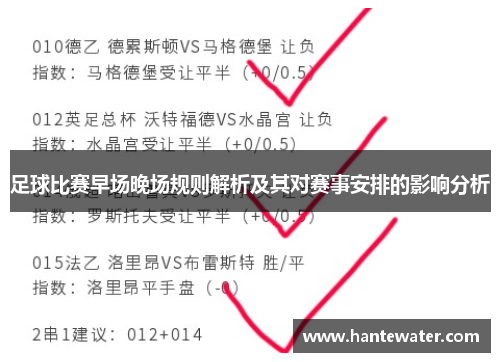 足球比赛早场晚场规则解析及其对赛事安排的影响分析